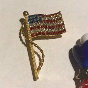 Rhinestone American flag pin